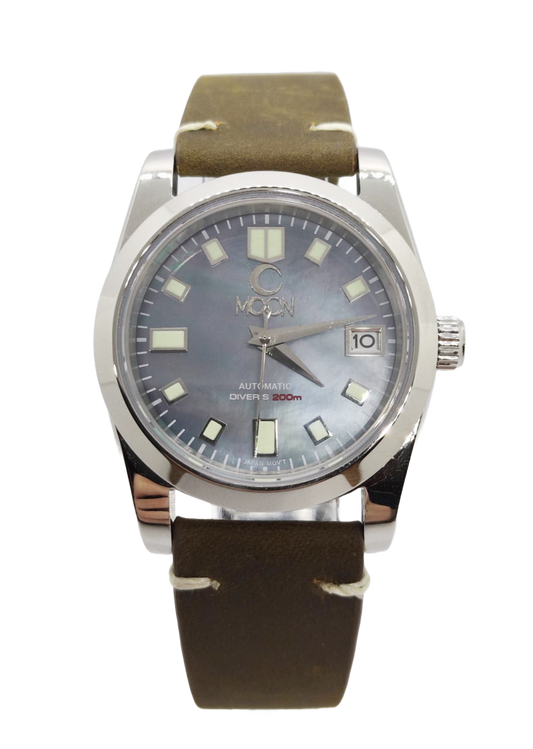 Mother Of Pearl Dial Watch with Leather strap