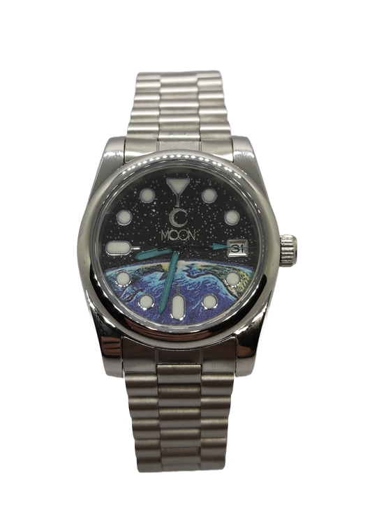 Earth Dial Stainless Steel Watch